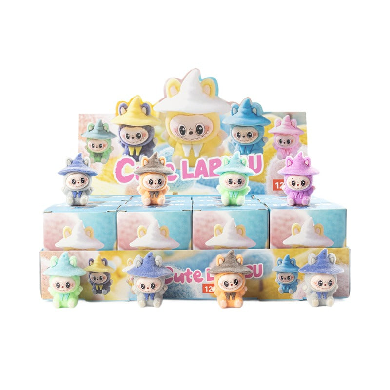 Flocked Halloween Labubu Trendy Toy Doll Children's Toy Bubble Mart Figurine Blind Bag Blind Box