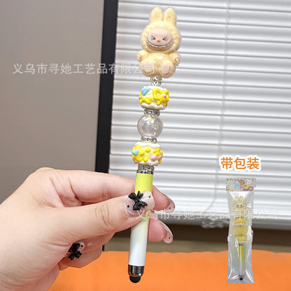 Creative DIY Cute Beaded Pen for Mobile Phones and Tablets, Touchscreen Gel Pen, Adorable Handmade Doll, Student Gift