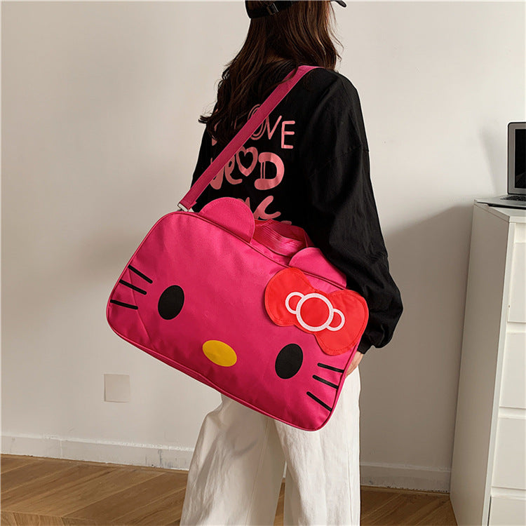 Fashion Cat Large Capacity Student Travel Bag Waterproof Large Capacity Cute Girl KT Luggage Bag Female Handbag