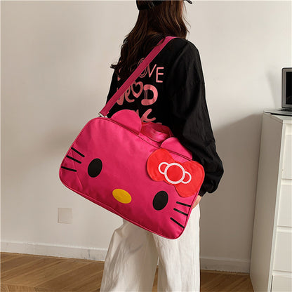Fashion Cat Large Capacity Student Travel Bag Waterproof Large Capacity Cute Girl KT Luggage Bag Female Handbag