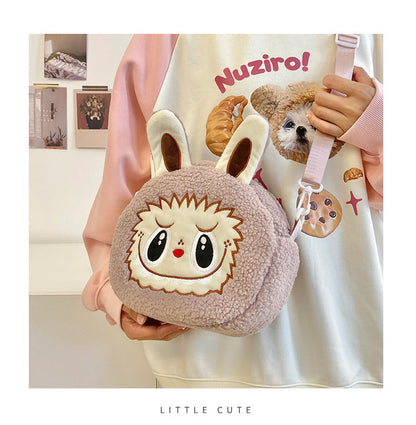 New Cartoon Crossbody Double Backpack Plush Bag City Park L Labubu Bag Crossbody Bag Children's Bag