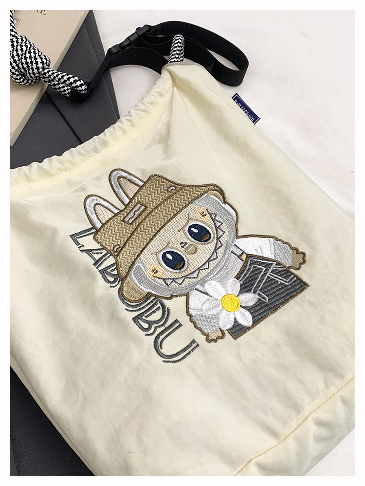 Premium Embroidered Nylon Square Bag Shopping Bag Simple Fashion Trendy Rabbu Commuter Versatile Canvas Bag Handbag