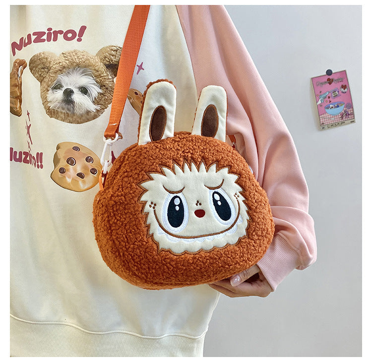 New Cartoon Crossbody Double Backpack Plush Bag City Park L Labubu Bag Crossbody Bag Children's Bag