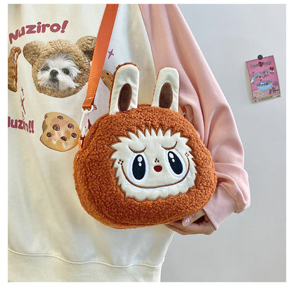 New Cartoon Crossbody Double Backpack Plush Bag City Park L Labubu Bag Crossbody Bag Children's Bag