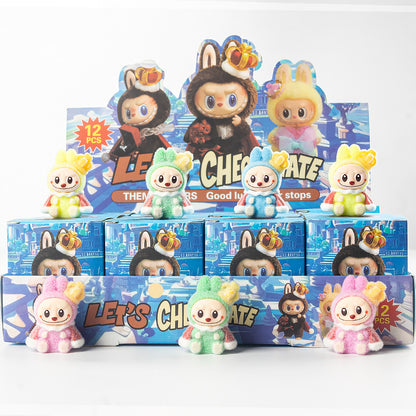 Flocked Halloween Labubu Trendy Toy Doll Children's Toy Bubble Mart Figurine Blind Bag Blind Box