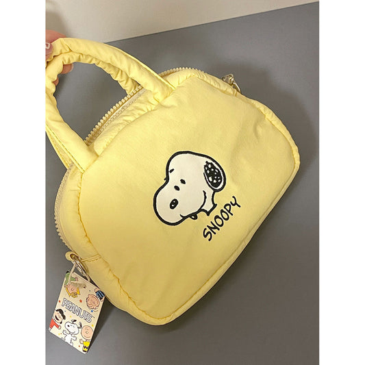 2023 New Snoopy Birthday Party Series Fluffy Toast Crossbody Bag Cartoon Handbag Cream Yellow Shoulder Bag