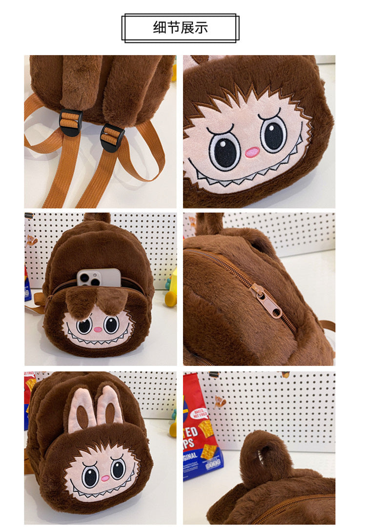 Home Crossbody Double-Shoulder Plush Coin Bag Plush Toy Children's Backpack