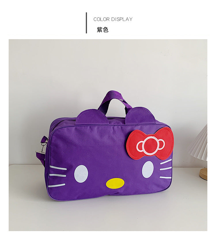 Fashion Cat Large Capacity Student Travel Bag Waterproof Large Capacity Cute Girl KT Luggage Bag Female Handbag