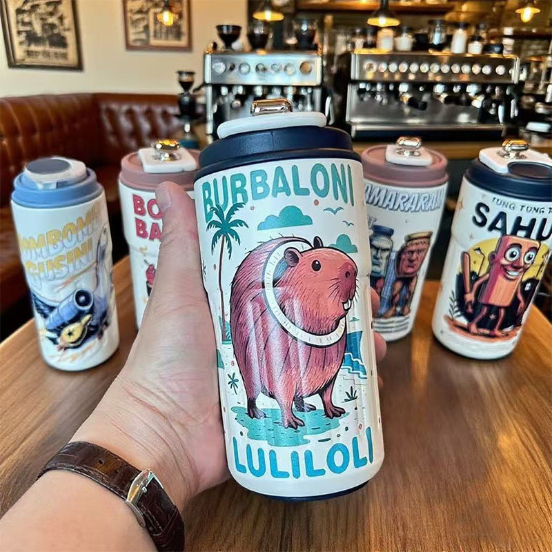 Labubu 316 Stainless Steel Insulated Cup Cartoon High-Value Straw Cup Portable Large Capacity Ice American Coffee Cup
