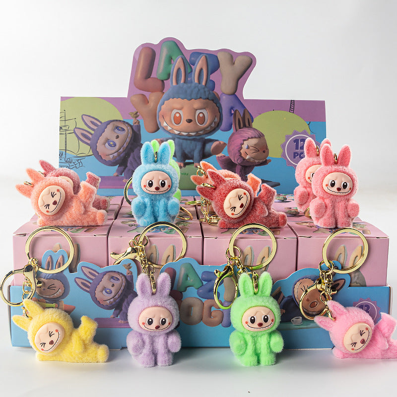 Flocked Halloween Labubu Trendy Toy Doll Children's Toy Bubble Mart Figurine Blind Bag Blind Box