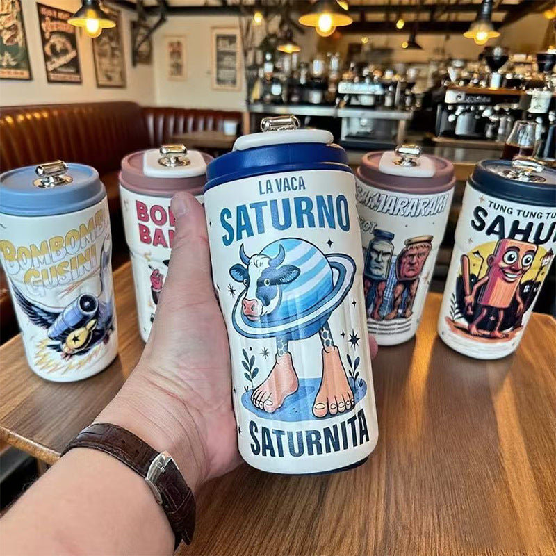 Labubu 316 Stainless Steel Insulated Cup Cartoon High-Value Straw Cup Portable Large Capacity Ice American Coffee Cup