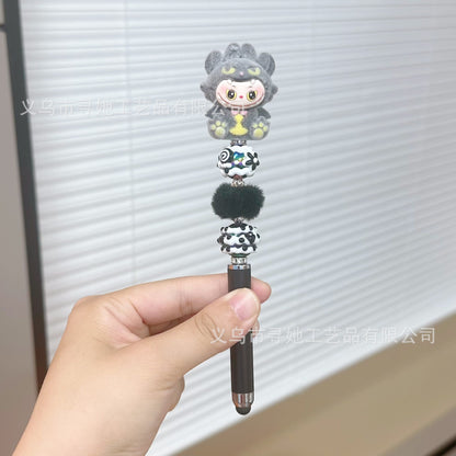 Creative DIY Cute Beaded Pen for Mobile Phones and Tablets, Touchscreen Gel Pen, Adorable Handmade Doll, Student Gift