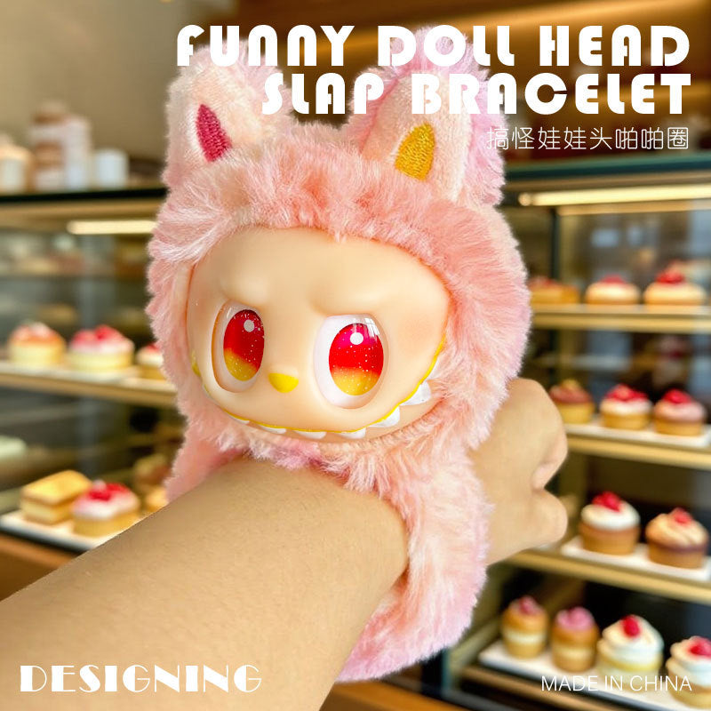 New Cute Labubu Snap Ring Bracelet Plush Toy Doll Children's Birthday Gift Plushie