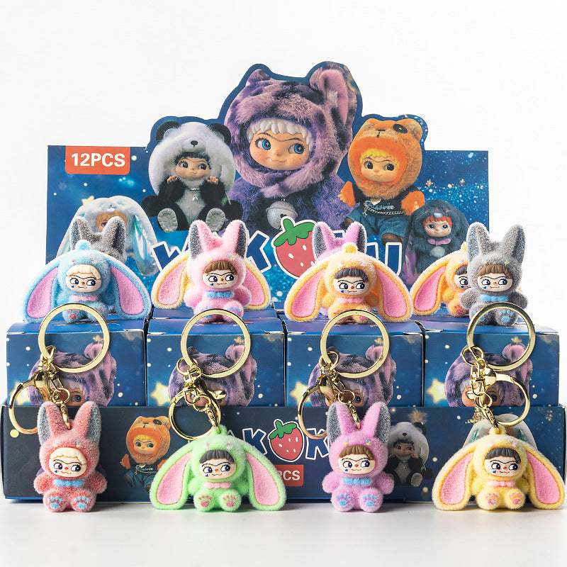 Flocked Halloween Labubu Trendy Toy Doll Children's Toy Bubble Mart Figurine Blind Bag Blind Box