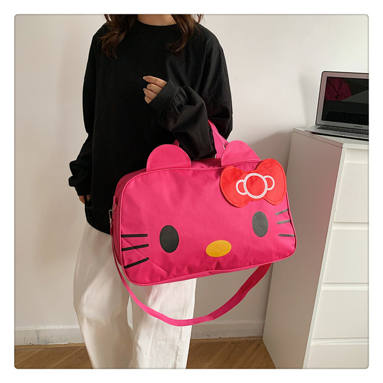 Fashion Cat Large Capacity Student Travel Bag Waterproof Large Capacity Cute Girl KT Luggage Bag Female Handbag