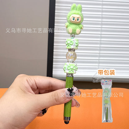 Creative DIY Cute Beaded Pen for Mobile Phones and Tablets, Touchscreen Gel Pen, Adorable Handmade Doll, Student Gift