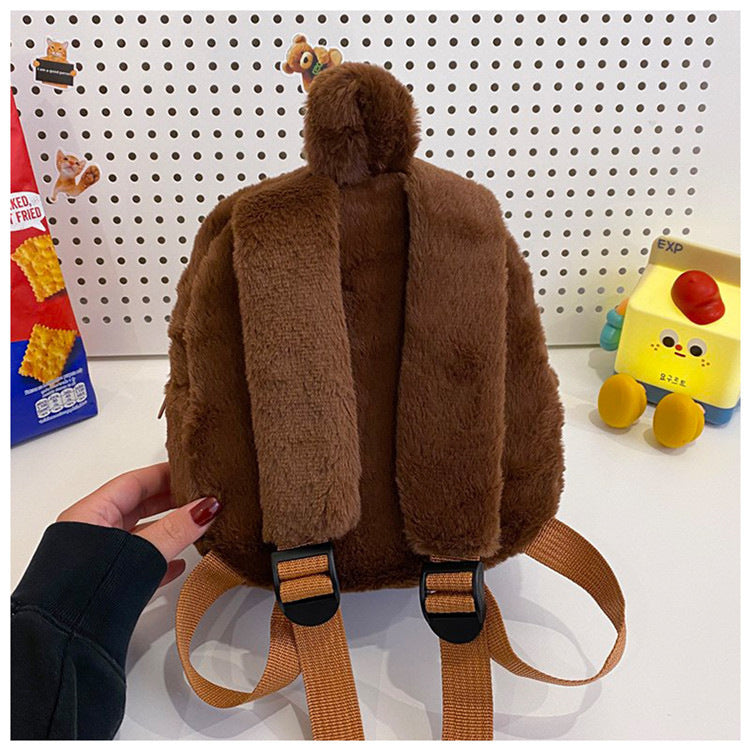 Home Crossbody Double-Shoulder Plush Coin Bag Plush Toy Children's Backpack