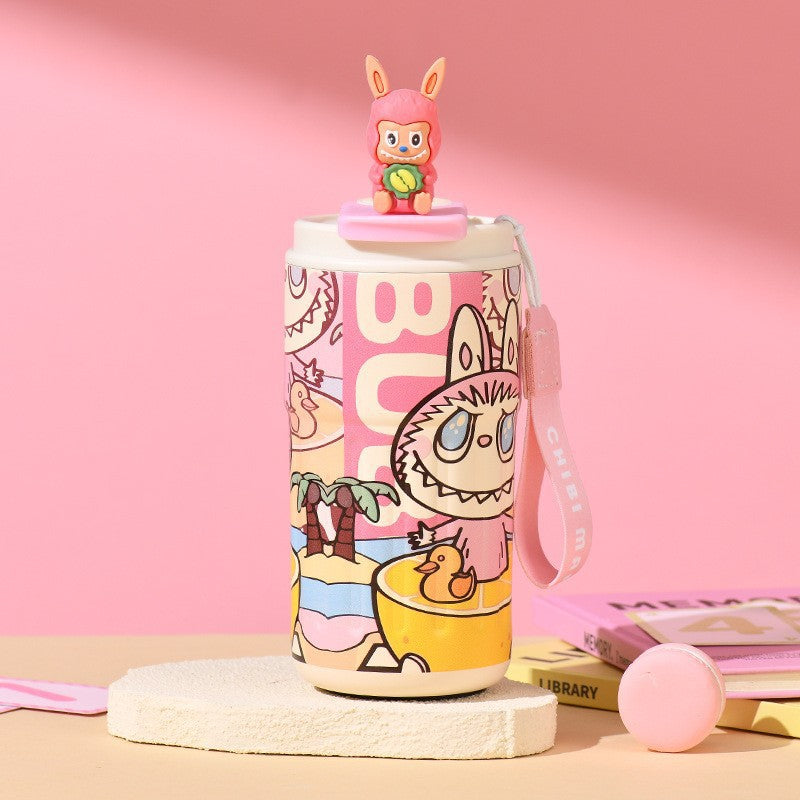 Labubu 316 Stainless Steel Insulated Cup Cartoon High-Value Straw Cup Portable Large Capacity Ice American Coffee Cup
