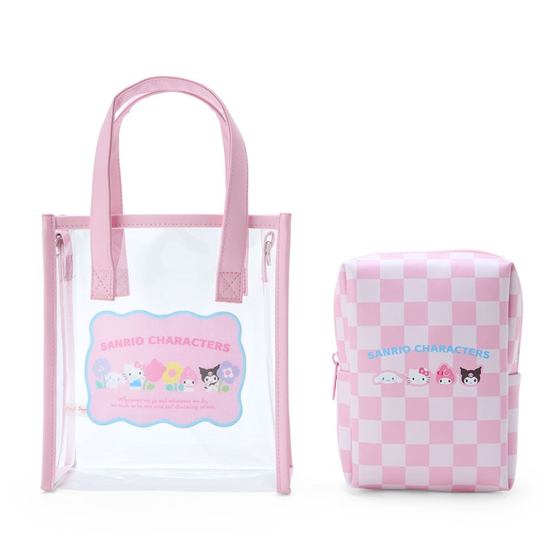 Sanrio Characters Clear Convertible Mini Tote (Pastel Check Series)